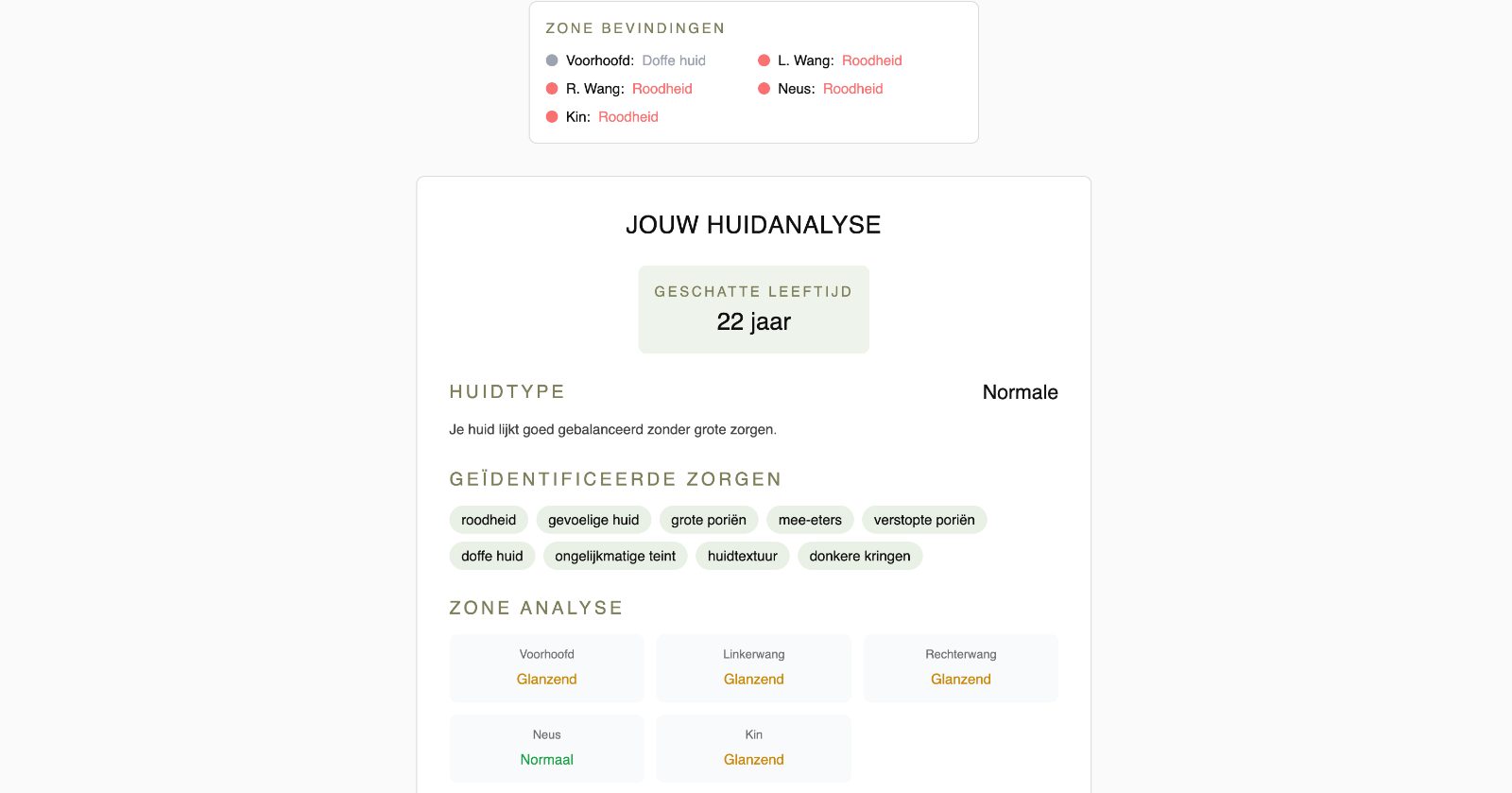 Abloom skin analysis result